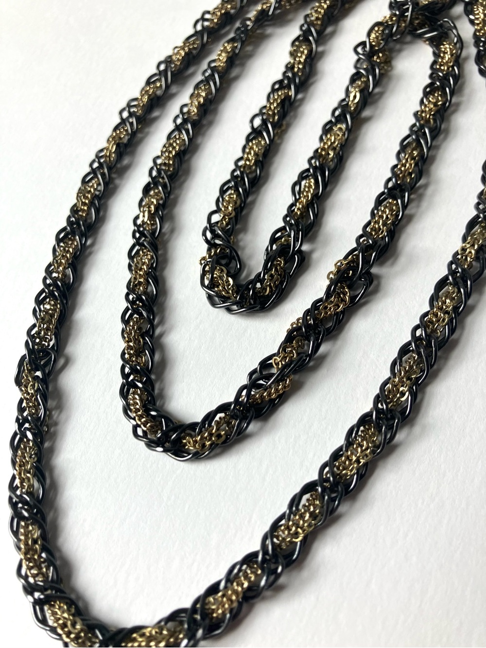 Alfani Intertwined Gold Black Metal Necklace Bracelet Chain 40 Inch